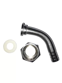 Codo acero Inoxidable 3/8 + tuerca 5/8 + empaque